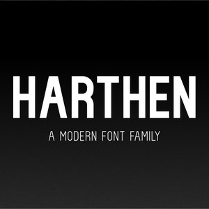 Harthen - fonte Sans Serif, download de fonte, fonte básica, fonte Block, fonte minimalista, fonte digital, fonte de projeto DIY, fonte de logotipo, fonte moderna