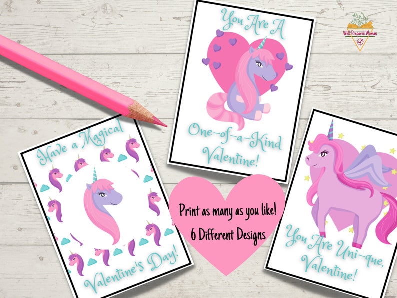 Printable Unicorn Valentine's Day Cards, Unicorn Classroom Valentine's ...