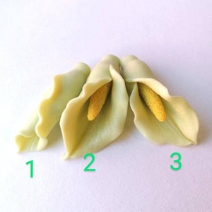 10 Pcs. Calla White Polymer Clay Flowers, Polymer Clay Flower Bead 