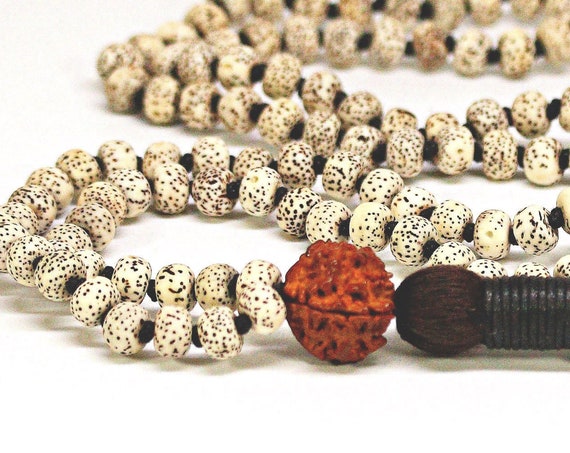 Bodhi Seeds Mala Beads, Bodhi seeds mala Necklace, Hand Knotted Mala Beads, 6*8mm Natural Lotus Seed Mala, Yoga Lovers Gift