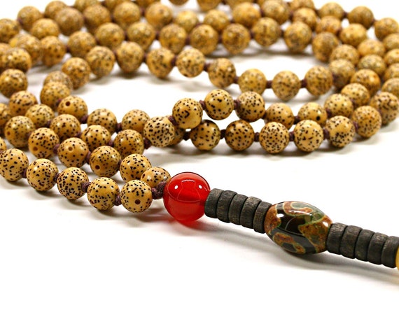 Bodhi Seeds Mala Beads Necklace, Hand Knotted Mala Beads, 8mm Natural Lotus Seed, Spiritual Gifts, Yoga Lovers Gift