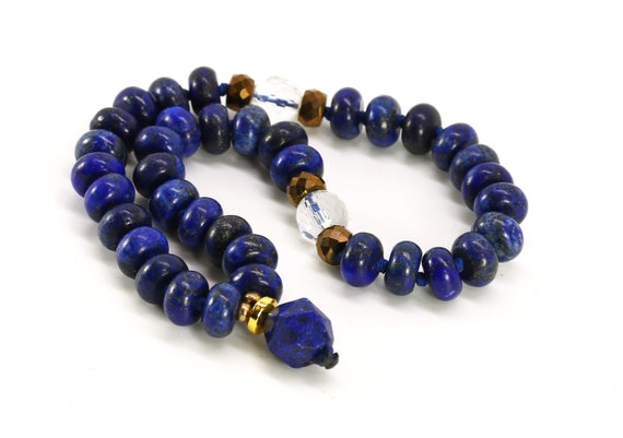 Lapis Lazuli Mala Beads, Knotted Mala Beads, Beaded Mala necklace, 36 Beads Necklace Japamala, Pocket Malas, Gift for Soul