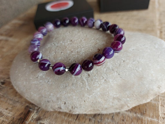Purple Agates Mala Bracelet, Mala Bracelet 8 mm, Purple Wrap Bracelet, Beaded Bracelet, Yoga Jewelry, Mala Bracelet