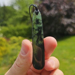 Handmade natural nephrite pendant. Nephrite necklace