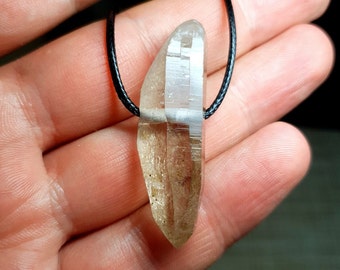 Beautiful, clear smoky quartz crystal pendant