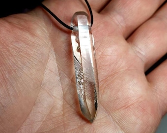 AAA Diamantina quartz crystal pendant. Super clear and lustrous quartz crystal pendant from Diamantina, Brazil. A natural masterpiece