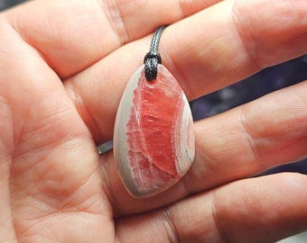 Handmade Argentinian Rhodochrosite Pendant: Compassionate Heart Stone