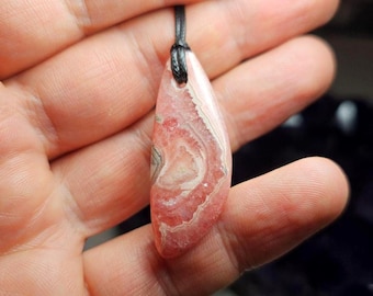 Handmade Argentinian Rhodochrosite Pendant: Compassionate Heart Stone