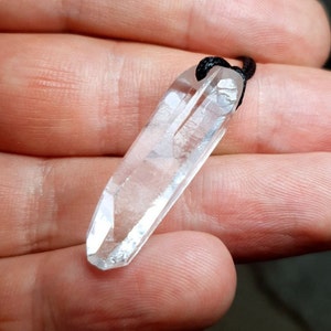 Super lustrous and clear Brazilian quartz crystal pendant. Clear quartz crystal necklace