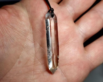 AAA Diamantina quartz crystal pendant. Super clear and lustrous quartz crystal pendant from Diamantina, Brazil. A natural masterpiece