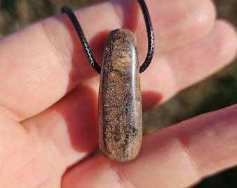 Beautiful Boulder Opal Handmade pendant. Australian Boulder opal necklace