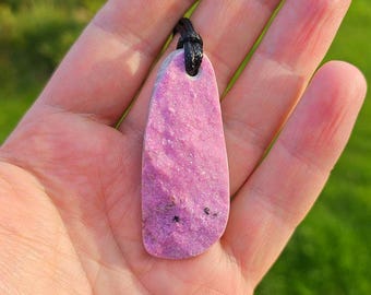 Rare pink cobalto calcite druse pendant from DR Congo. Cobalt calcite pendant