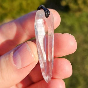 Genuine Lemurian quartz crystal pendant. Lemurian laser pendant. Lemurian seed pendant