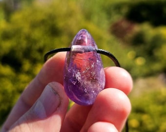Handmade natural ametrine pendant. Ametrine crystal pendant