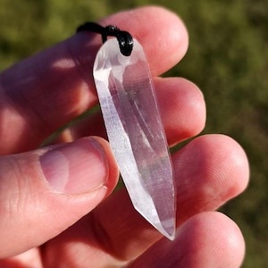 Genuine Lemurian quartz crystal pendant. Lemurian laser pendant. Lemurian seed pendant