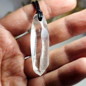 Classy Lemurian quartz crystal pendant with phantom. Lemurian laser pendant. Lemurian seed pendant