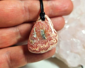 Handmade Argentinian Rhodochrosite Pendant: Compassionate Heart Stone
