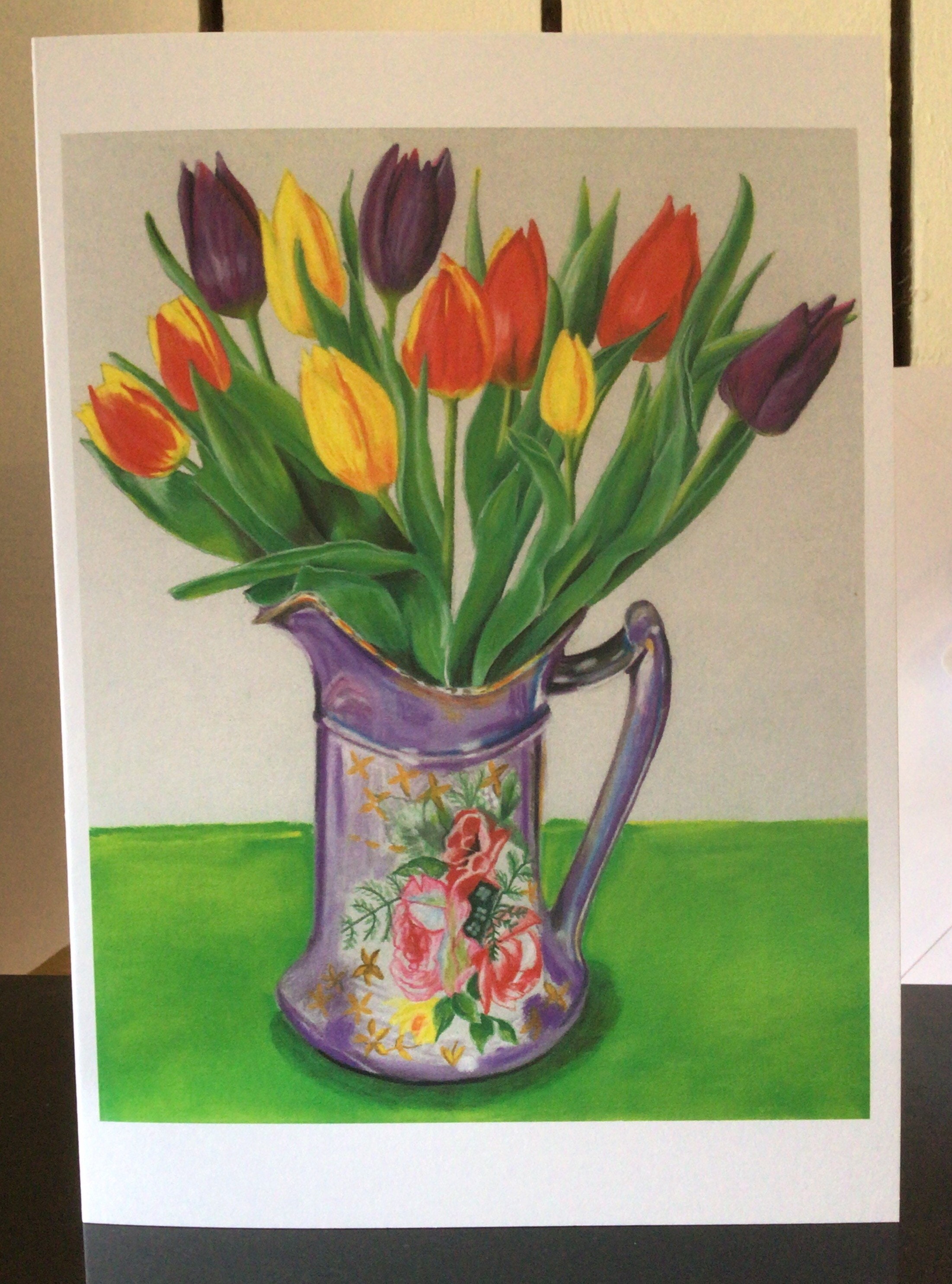 Tulips Flower Card, Tulip Lovers Card, Flower Lovers Card, Tulip