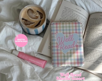 Well Read Kindle Insert | Cute Kindle Decor Digital Download | Book Lover Kindle Insert | Kindle Basic Paperwhite Colorsoft