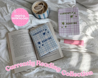 Currently Reading Kindle Inserts | Cute Kindle Inserts Digital Download | Pink Blue Kindle Decor | Kindle Basic Paperwhite Colorsoft