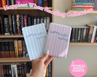 Happiest When Reading Kindle Insert Collection | Cute Kindle Insert | Kindle Decor | Reader Gift | Kindle Basic Paperwhite Colorsoft