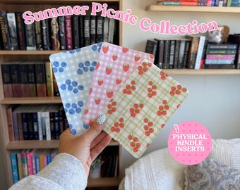 Physical Kindle Inserts | Summer Picnic Collection | Cottagecore Kindle Decor | Printed Kindle Inserts | Kindle Accessory