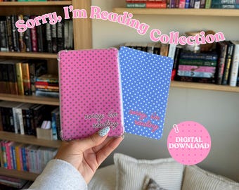 Sorry I'm Reading Kindle Inserts Bundle | Blue & Pink Polka Dot Kindle Inserts | Cute Kindle Inserts | Book Lover | Digital Download
