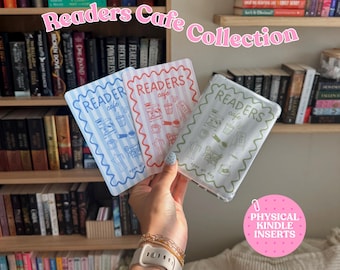 Reader’s Cafe Kindle Insert Collection | Physical Kindle Insert | Cute Kindle Decor | Reader Gift | Kindle Basic Paperwhite Colorsoft