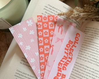 Bow Bookmarks | Floral Bookmark Set |Bookish Gift | Bookish Merch | Book Lover Gift | Trendy Bookmarks | Pink Bookmark |Reader Gift