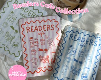 Reader’s Cafe Kindle Insert Bundle | Cute Kindle Inserts Digital Download | Kindle Decor for Readers | Kindle Basic Paperwhite Colorsoft