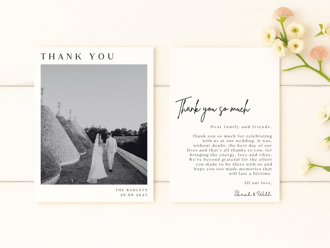 Wedding Thank You Card | Editable Canva Template (digital Download ...