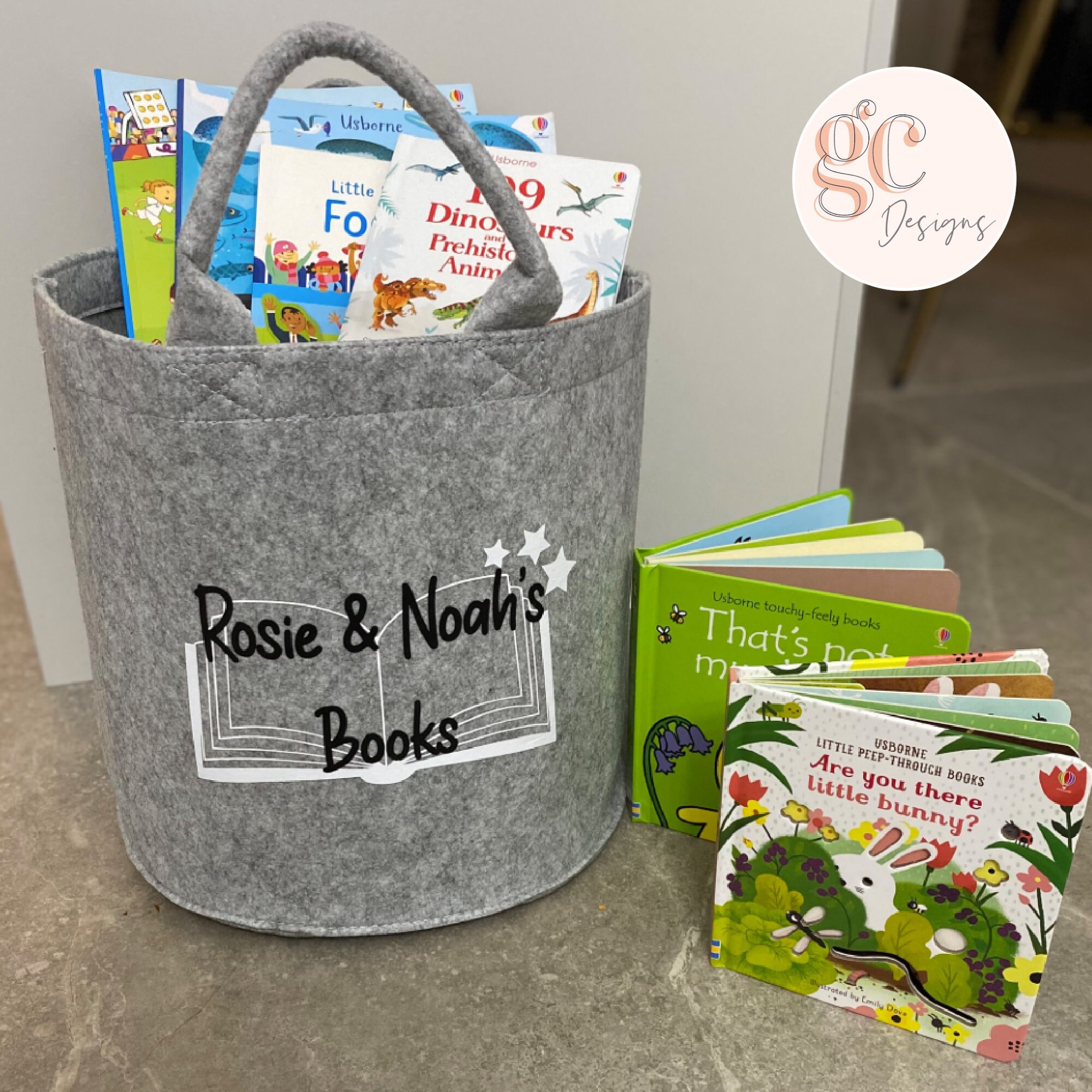 Personalised Childrens Book Storage Felt Bag/Trug Book Etsy