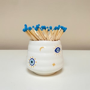 Evil-Eye Matchstick Holder: Decorative Coffee Cup