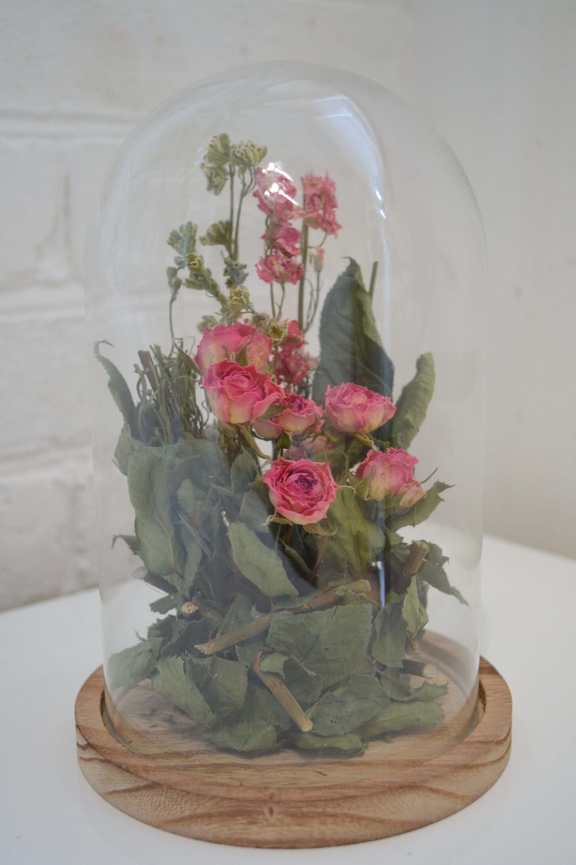 Dried Flower Arrangement in Glass Dome Home Decor Mothers Etsy UK
