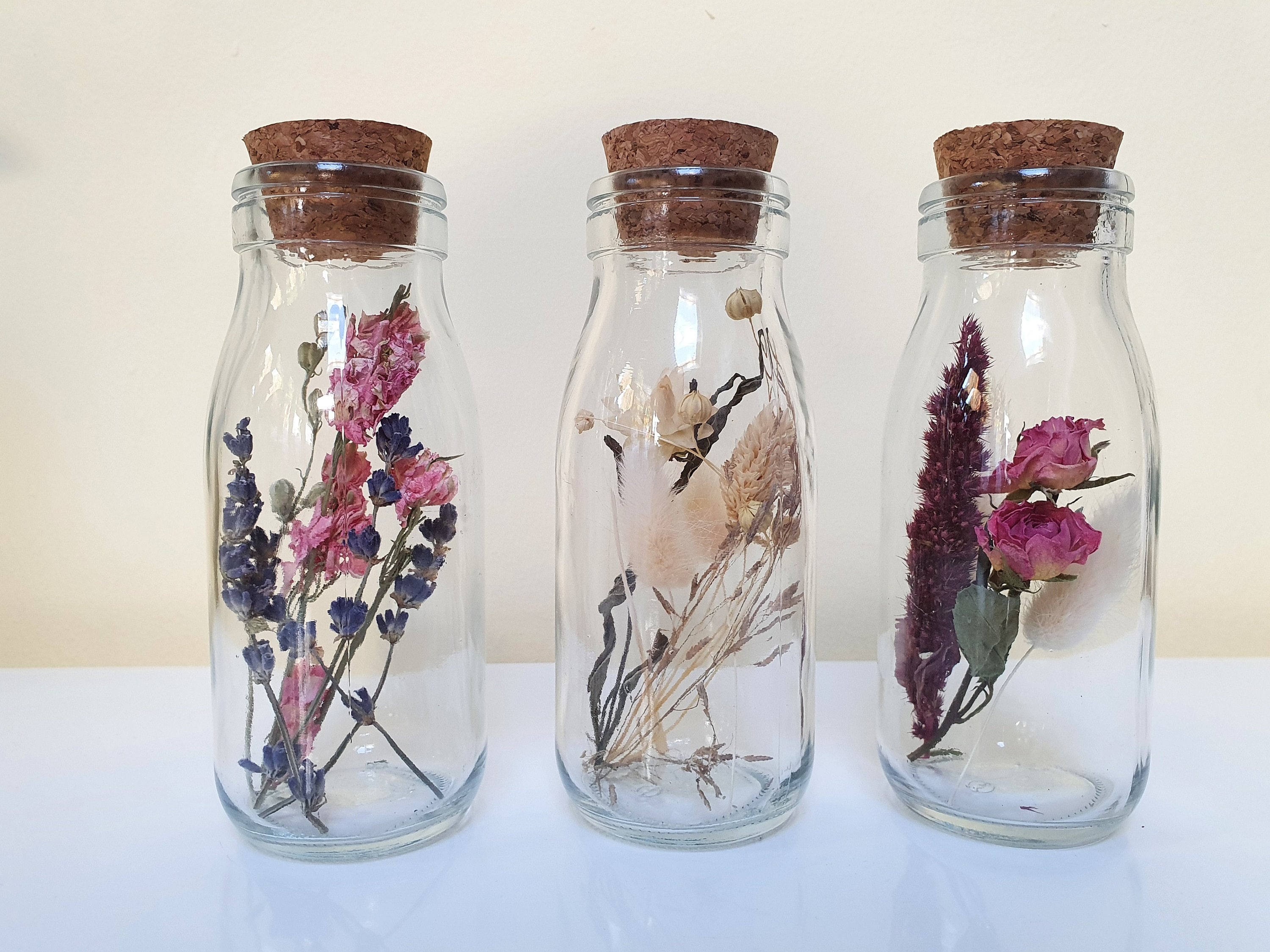 Dried Flowers in a Bottle Dried Flower Arrangement Dried Etsy UK