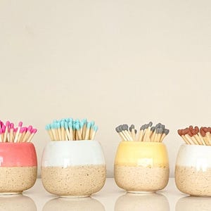 Speckled Pastel Ceramic Matchstick Holder: Decorative Mini Planter Pot