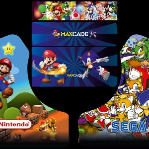 Home build bartop arcade graphics - SEGA vs Nintendo themed, made to fit your cabinet