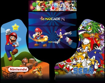 Home build bartop arcade graphics - SEGA vs Nintendo themed, made to fit your cabinet