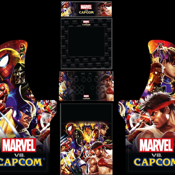 Arcade 1up cabinet Marvel Vs Capcom themed replacement graphics for your home arcade!