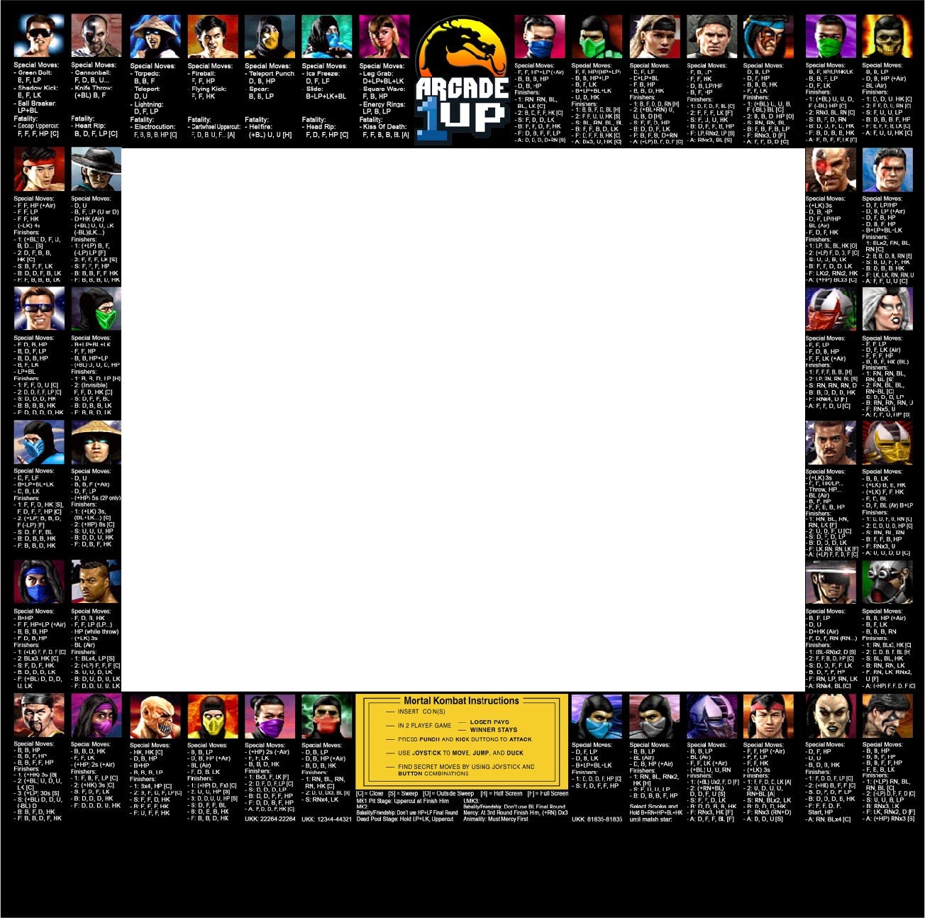 Arcade1Up 3/4 Scale Capcom Legacy Street Fighter Move List Bezel Graphic –  Arcade Graphix