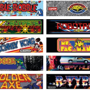 Retro Arcade Marquee Signs Printable at Home Top 20 Arcade Games pac Man, Space Invaders, Street ...