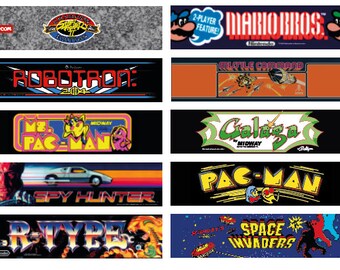 Retro Arcade Marquee Signs Printable at home - top 20 arcade games (Pac Man, Space Invaders, Street Fighter, Metal Slug etc)