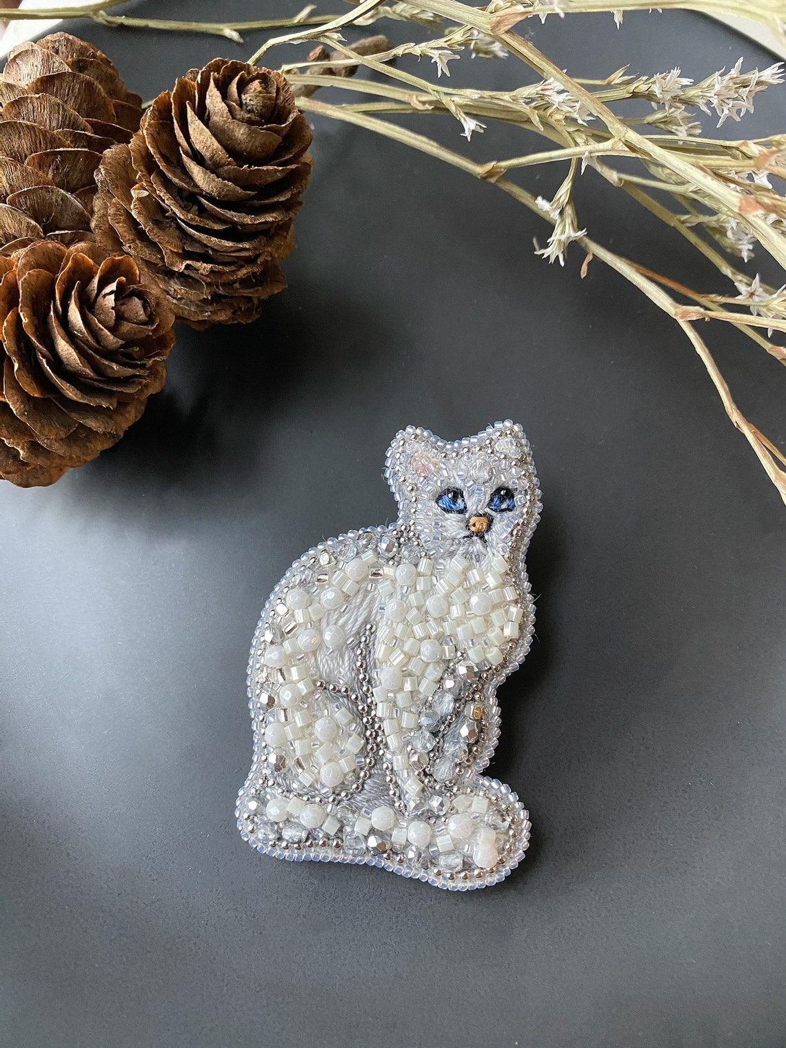 Cat Brooch Cute Brooch For Cat Lovers White Cat Gift For Etsy