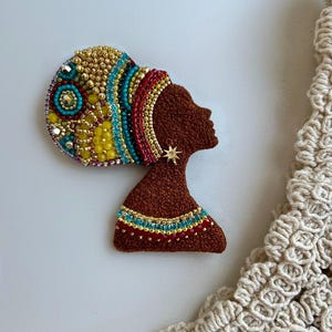 Ethiopian Woman Brooch, National Ornament, African Nation, Ethiopian Jewelry, African Jewelry, Hand Embroidery, African Girl, Ethnic Jewelry