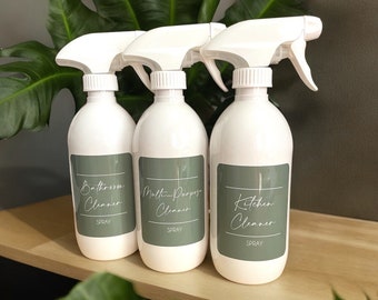 Personalised Minimalist Label White Gloss 500ml Spray Bottles