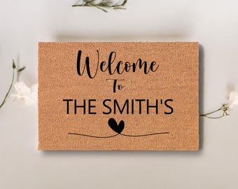 Personalised Door Mat With Family Name - Fab New Home Gift - Coir Coconut Fiber Custom Wording-Wedding Gift-Just Married - Custom door mat