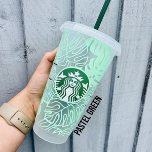Personalised Starbucks 24oz Palm Monstera Tropical Vibes Name Cold Cup Iced Coffee Tumbler
