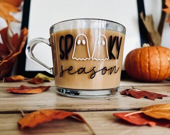 The Spooky Season Mug | Personalised glass cup  | Tea | Coffee | Autumn | Halloween | Era | gift | ghost | Starbucks | seasonal | home | boo