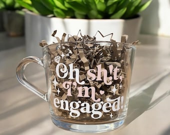 The Engagement Mug | glass mug | tea | coffee | mug | engagement | wedding | bride | engaged