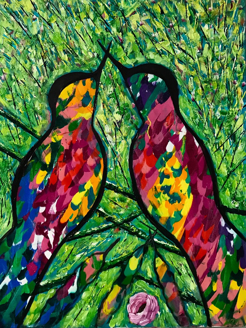 Malerei Nach Zahlen „Vögel Auf Dem Baum“ – DIY Ölgemälde Auf Leinwand 40x50 Cm